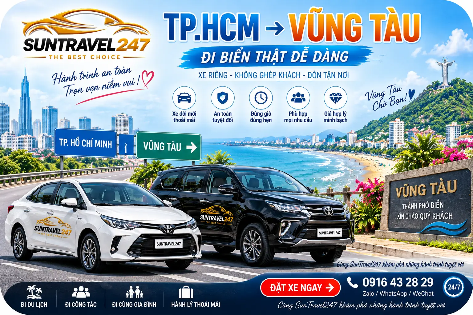 Thuê xe TP.HCM đi Vũng Tàu – Xe riêng có tài xế Thuê xe TP.HCM đi Vũng Tàu – SunTravel247