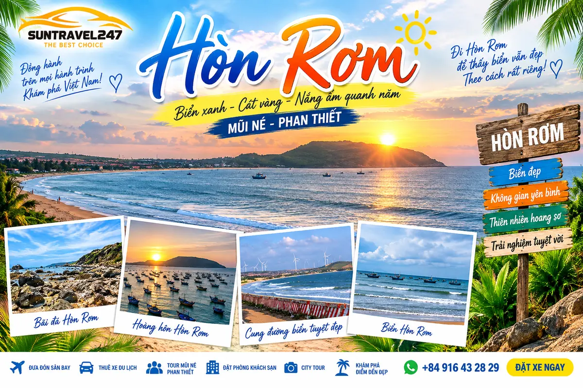 Hòn Rơm Mũi Né - Bảng Giá Thuê Xe Đi Mũi Né