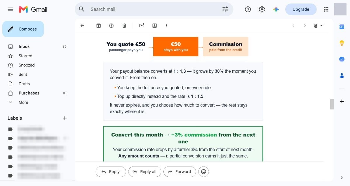 GetTransfer mời tài xế chuyển số dư sang Commission Credit tỷ lệ 1:1.3 và nạp thêm tiền tỷ lệ 1:1.5